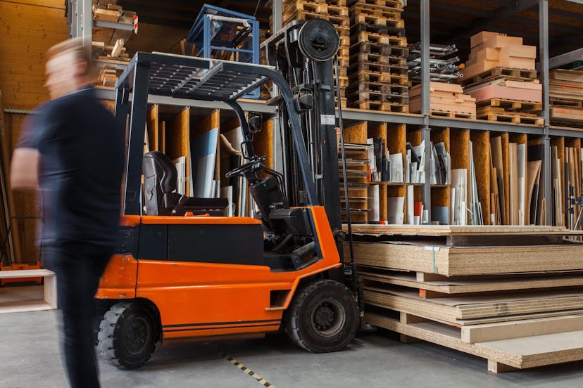 forklift inside warehouse